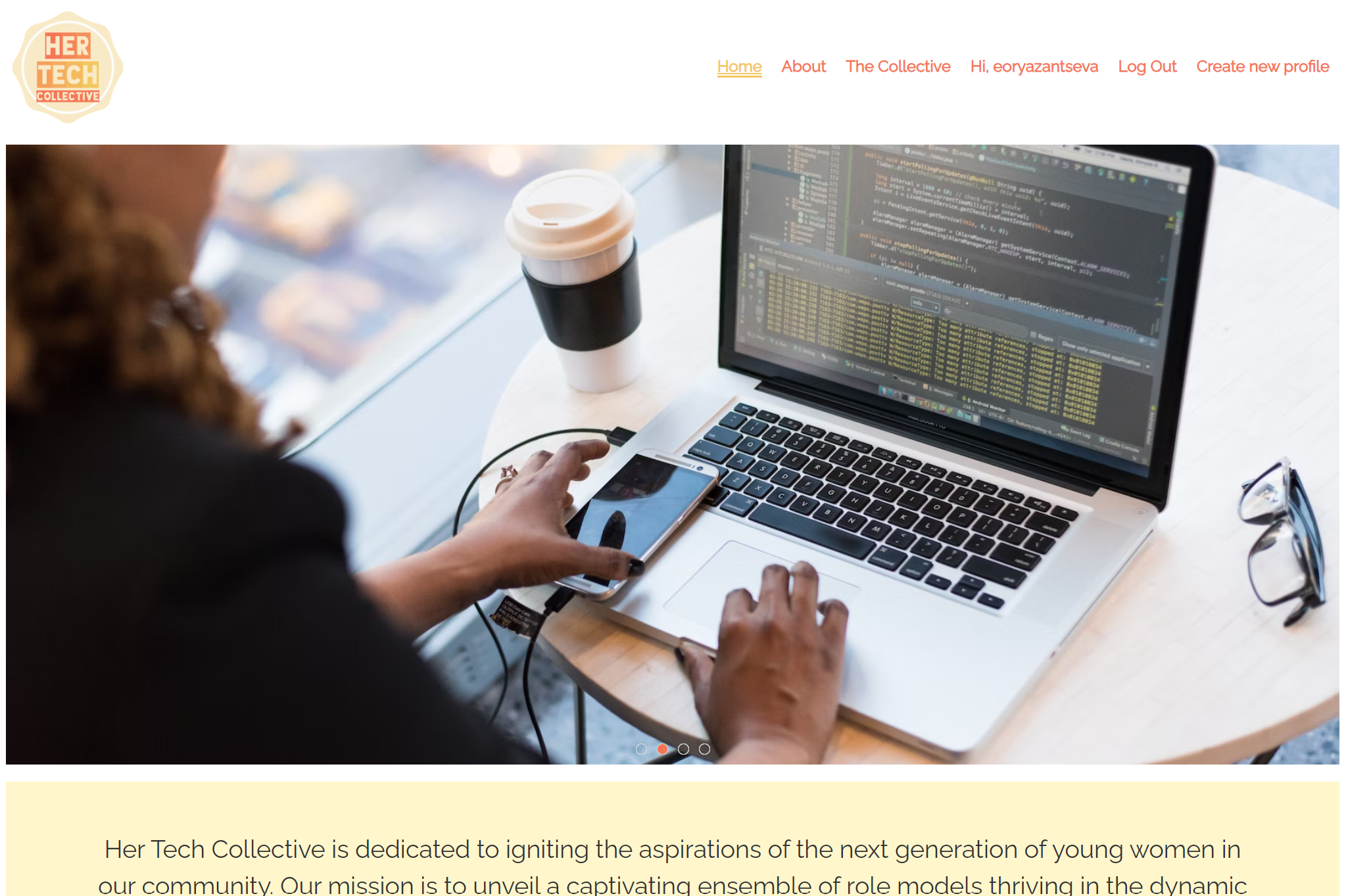 her tech collective project screenshot